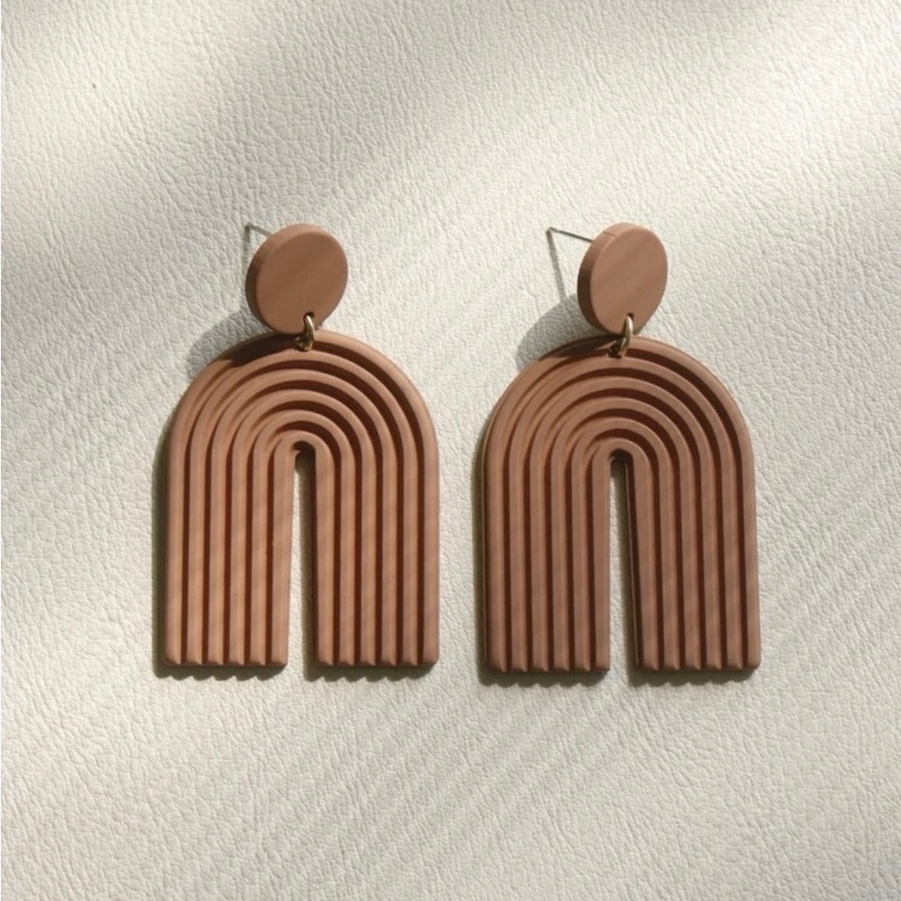 Terracotta Rainbow Arch Boho Statement Earrings